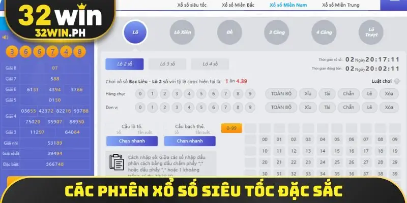 Xổ Số Miền Nam - Cơ Cấu Thưởng, Dữ Liệu Thống Kê Sản Phẩm Các phiên xổ số siêu tốc đặc sắc